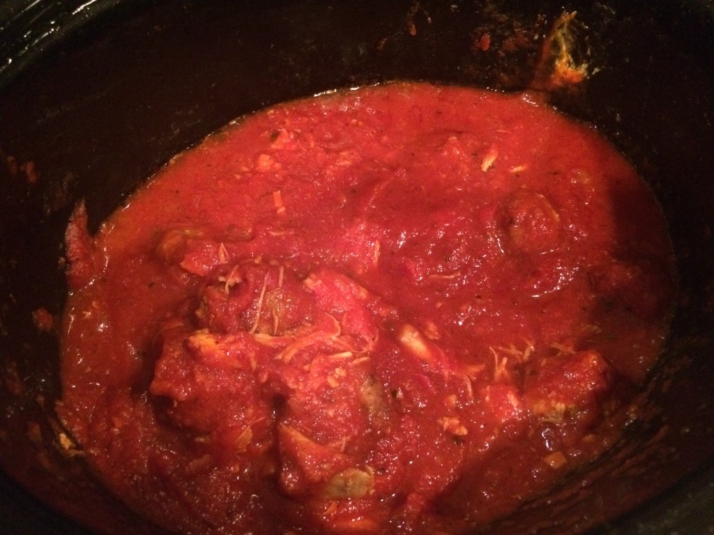 What was left after the first hour - meatballs in Marinara sauce with shredded chicken thighs.